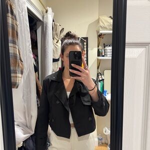 Haute Monde Black Cropped Trench Coat